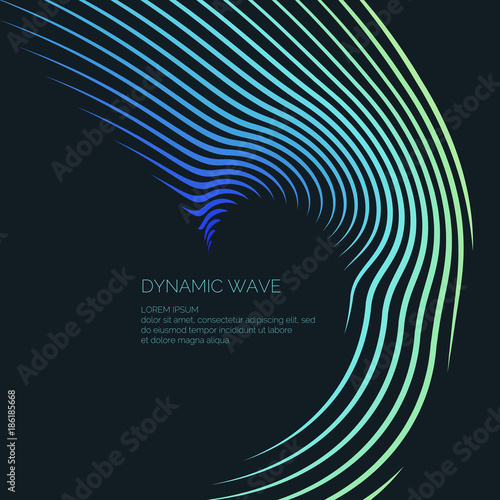 Bright abstract background with a dynamic waves of minimalist style. Vector illustration