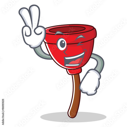 Two finger plunger character cartoon style