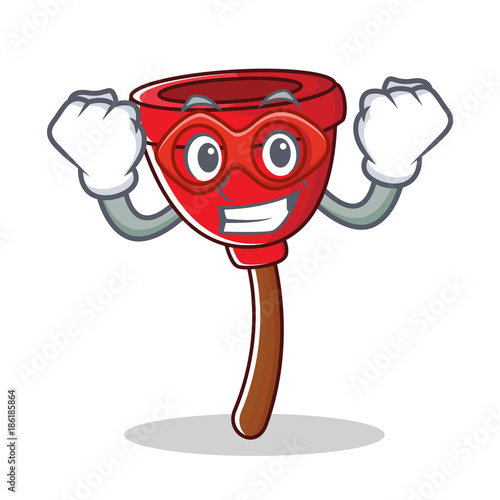 Super hero plunger character cartoon style