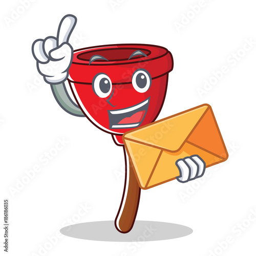 With envelope plunger character cartoon style