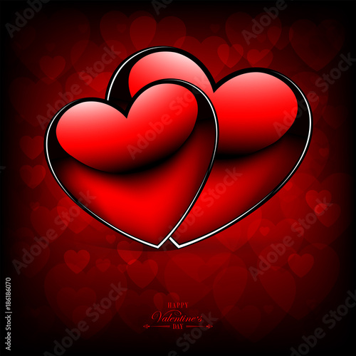 dark red design with silhouette of two hearts