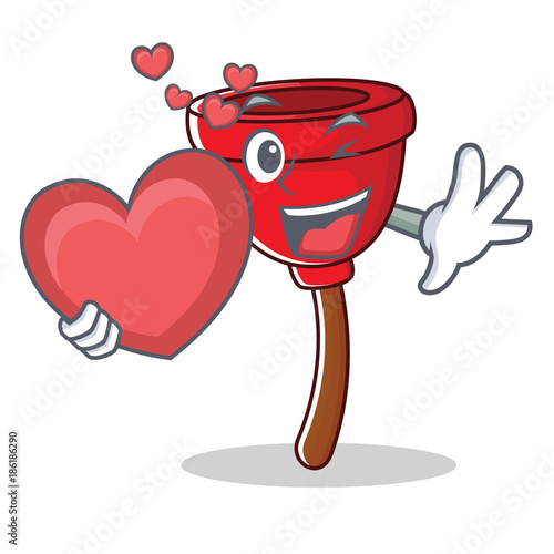 With heart plunger character cartoon style