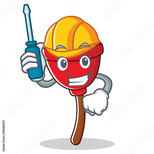 Automotive plunger character cartoon style
