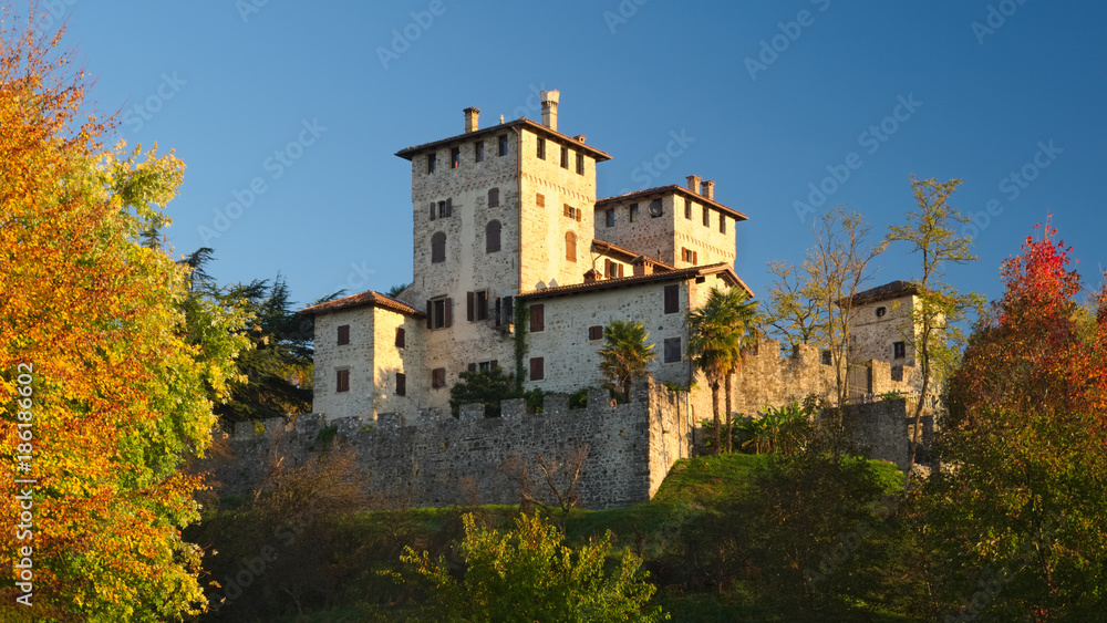 Autumn view of the medieval Cassacco castle in Friuli with the sunrise light, Italy
Autumn view of the medieval Cassacco castle in Friuli with the sunrise light, Italy