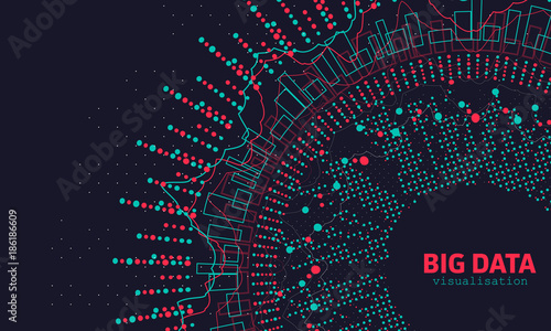 Abstract 3D Big Data Visualization. Futuristic Infographics Design