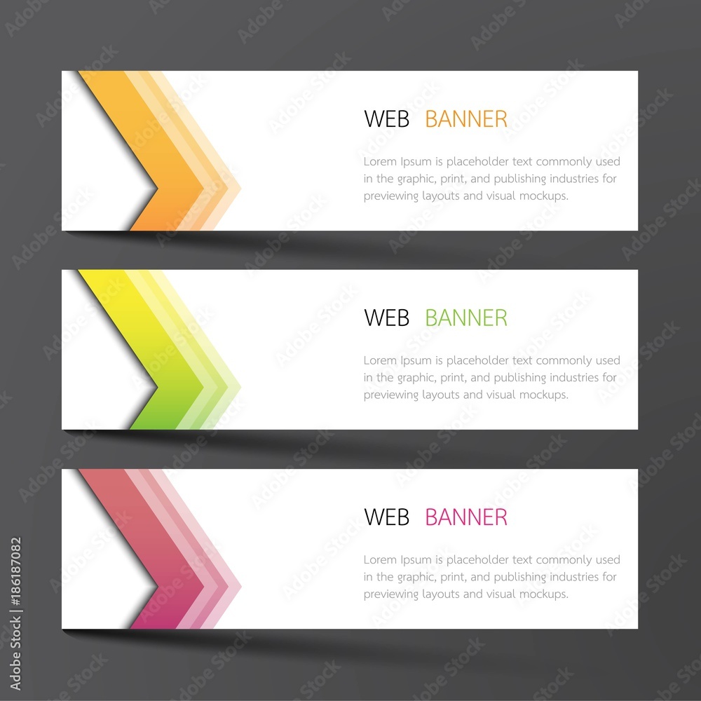 Web banner set design. Inspired by abstract, three color that green orange and purple on the gray background .Vector illustration. Web banner set design. Inspired by abstract, three color that green orange and purple on the gray background .Vector illustration.