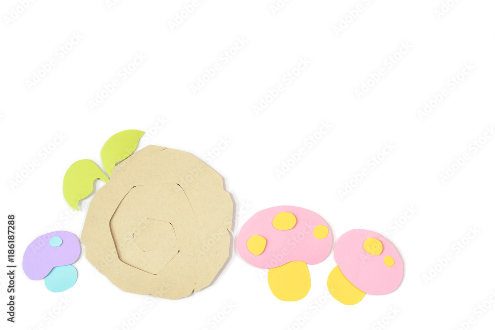 Mushroom and log paper cut on white background - isolated Mushroom and log paper cut on white background - isolated