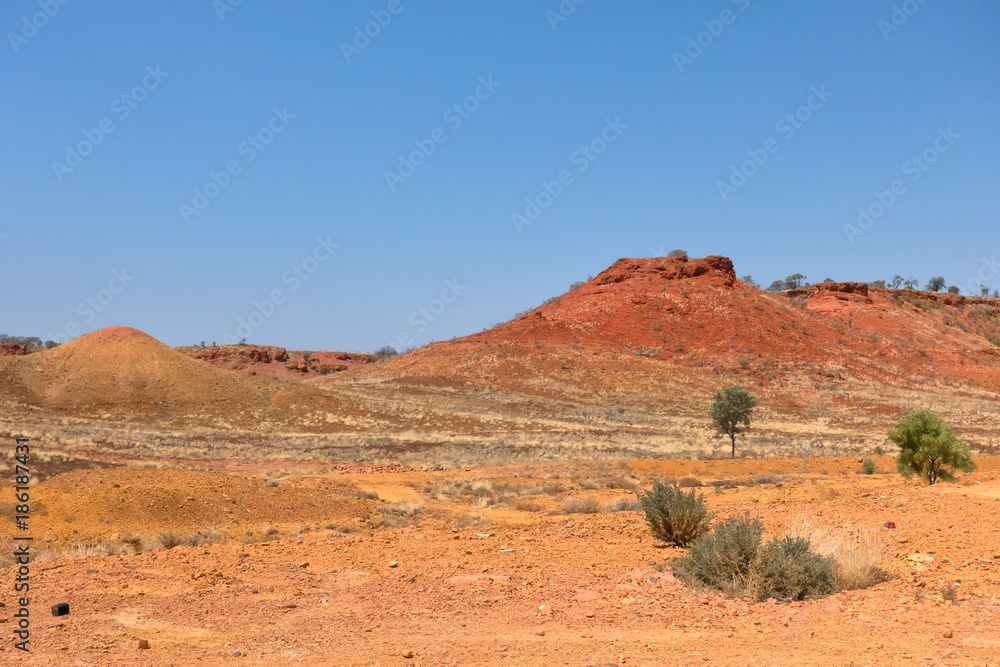 Shrubs and red mesa in Outback Queensland Shrubs and red mesa in Outback Queensland