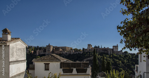 Vue sur l Alhambra depuis l Albaic  n    Grenade  Andalousie  Espagne