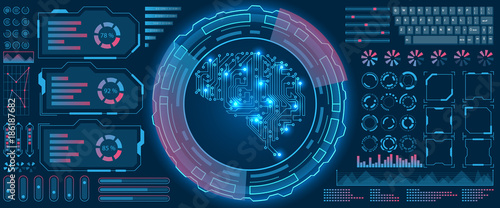 Abstract Hud UI Interface, Virtual Screen Futuristic Hi Tech Background