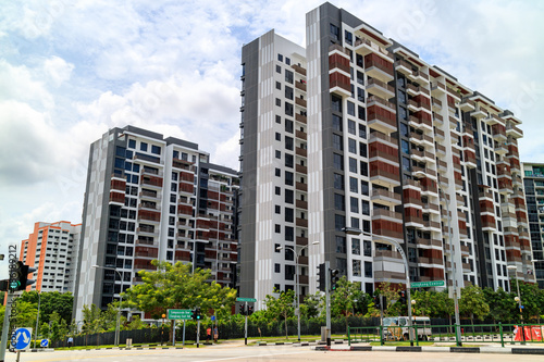 Singapore Public Housing Apartments in Punggol District, Singapore. Housing Development Board(HDB), low-rise condominium