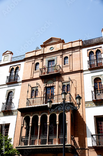 Historic buildings and monuments of Seville, Spain. Spanish architectural styles of Gothic and Mudejar, Baroque