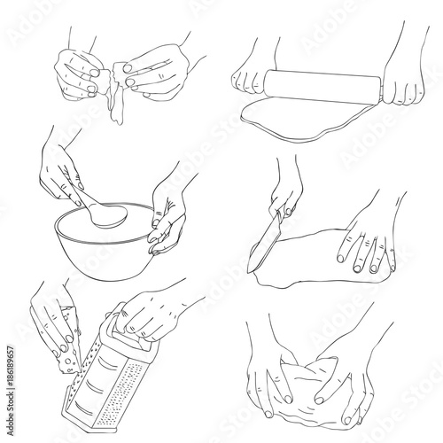 vector set of cooking hands