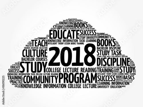 2018 Education word cloud collage, business concept background