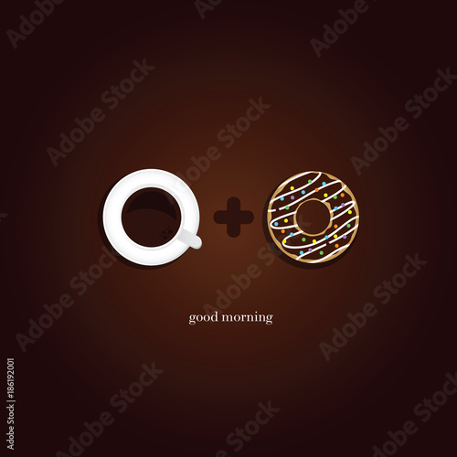 coffee with donuts icon illustration