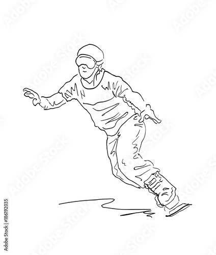  Sketched Snowboarding Man 