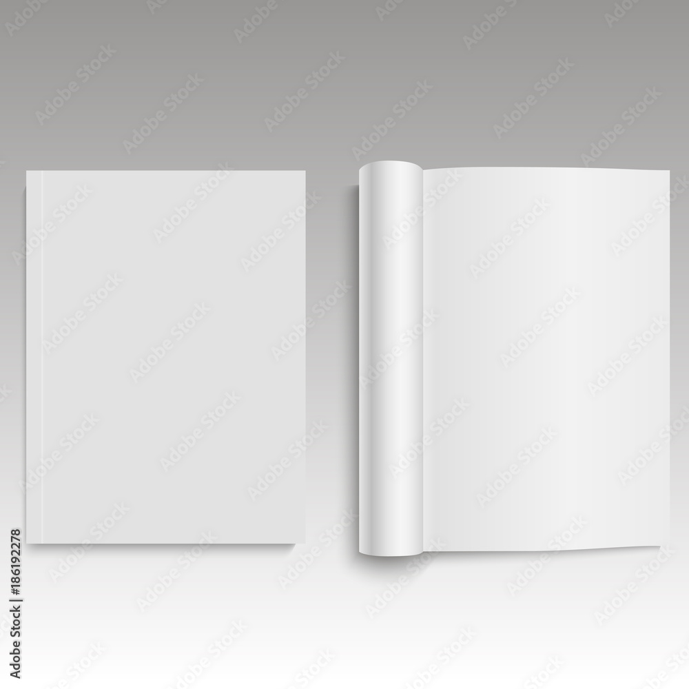 Closed and opened magazine, brochure or notebook. Vector Closed and opened magazine, brochure or notebook. Vector
