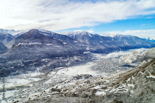 Sondrio - Valtellina (IT) - Vista aerea invernale verso ovest