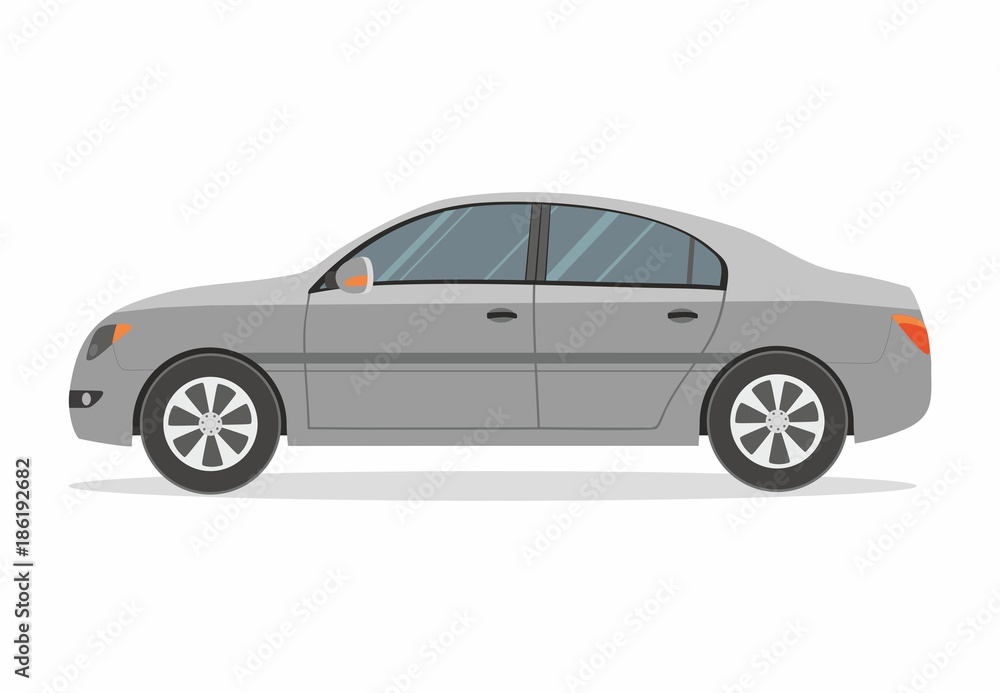 Gray Automobile on White Background	