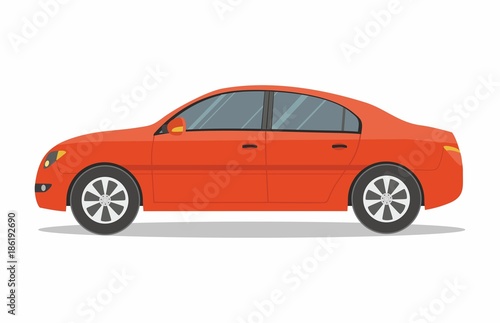 Red Automobile on White Background