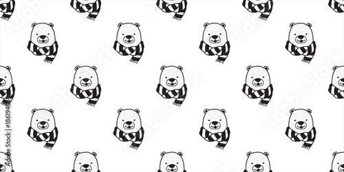 Bear polar bear seamless Pattern Scarf vector wallpaper background white