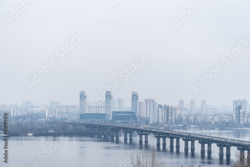 panarama view on city in fog