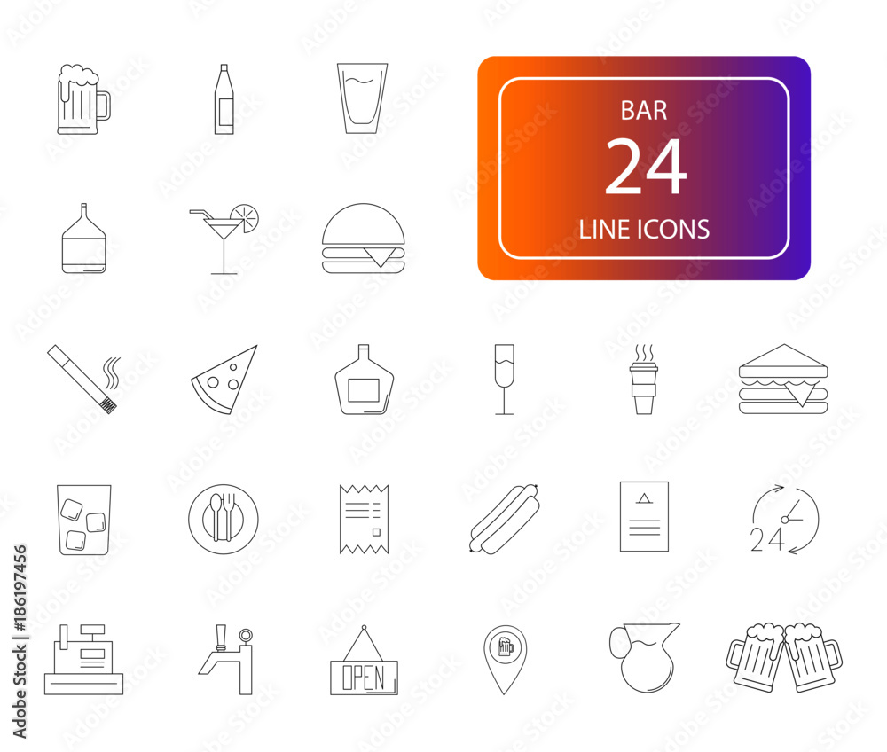 Line icons set. Bar pack. Vector illustration Line icons set. Bar pack. Vector illustration