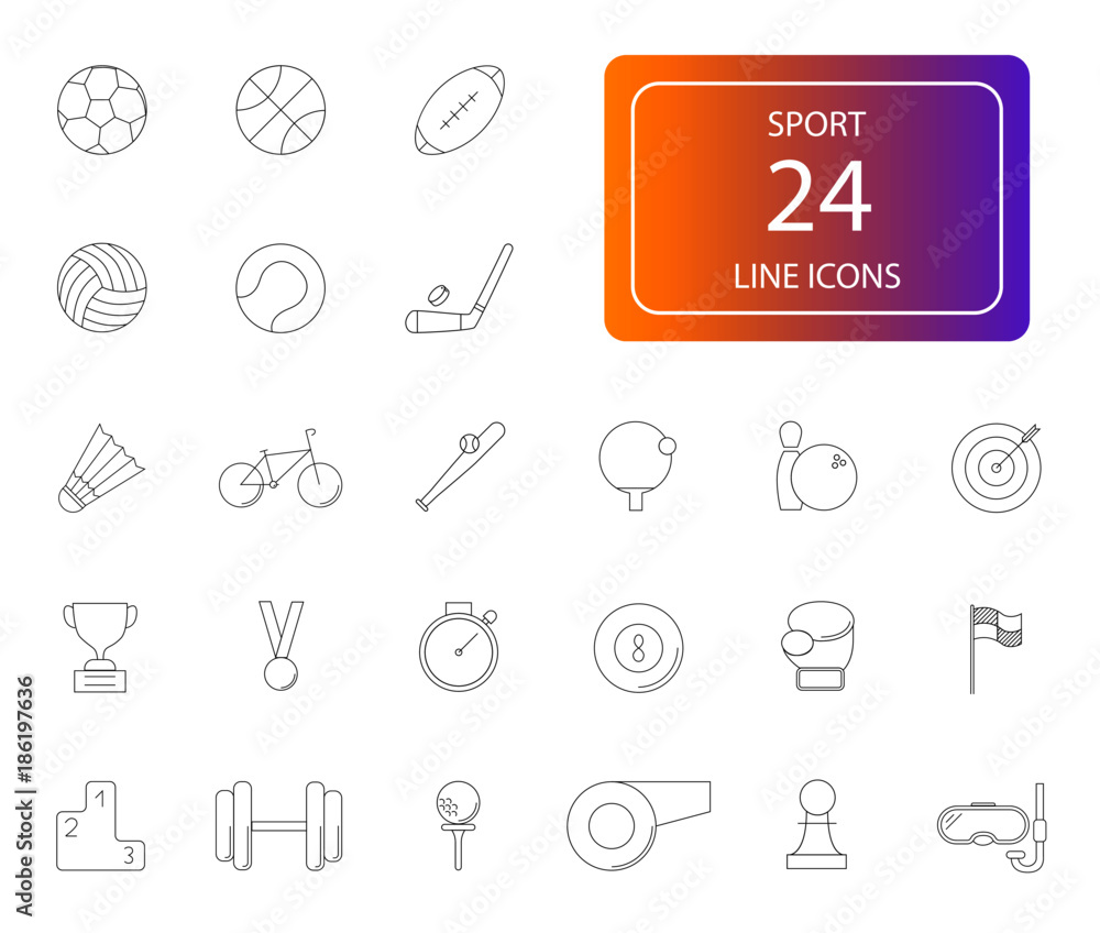 Line icons set. Sport pack. Vector illustration. Line icons set. Sport pack. Vector illustration.