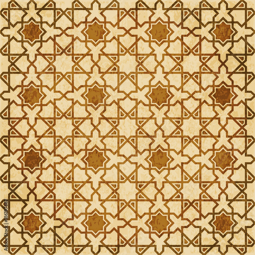 Retro brown Islam seamless geometry pattern background eastern style ornament
