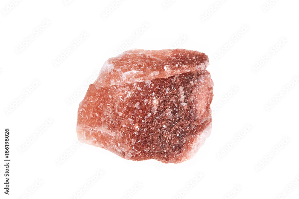 Halite crystal mineral stone salt, isolated on white background