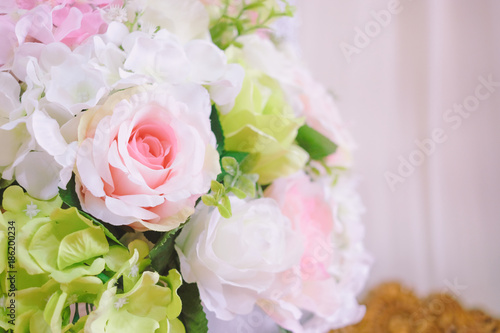 Bouquet of artificial flowers on ceremony day and new year