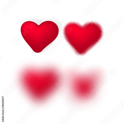 Red hearts blur transparent isolated on white background. Vector confetti falling from red hearts. Love concept card background for Valentine s day. Diy set for make your own backgrounds and design