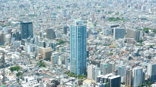 The high commercial office and residential building in Japan downtown city 