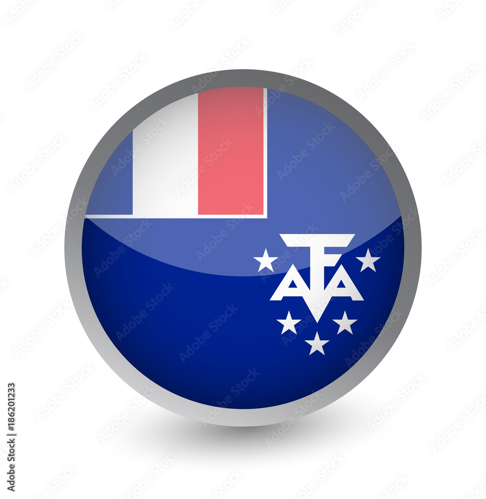 French Southern Territories Flag Round Glossy Icon French Southern Territories Flag Round Glossy Icon