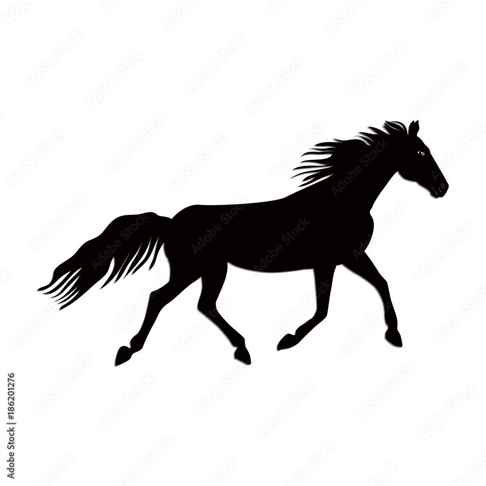 Sketch - Running Horse with developing mane - isolated on white background - art vector Sketch - Running Horse with developing mane - isolated on white background - art vector