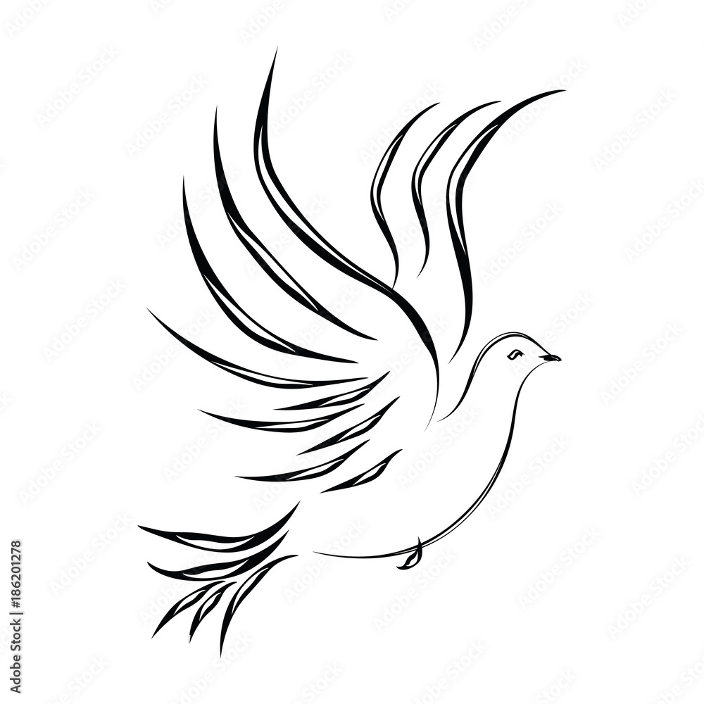 Fototapeta premium Sketch - Pigeon - isolated on white background - art vector illustration