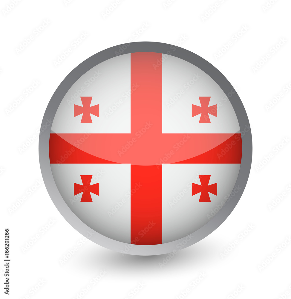 Obraz premium Georgia Flag Round Glossy Icon