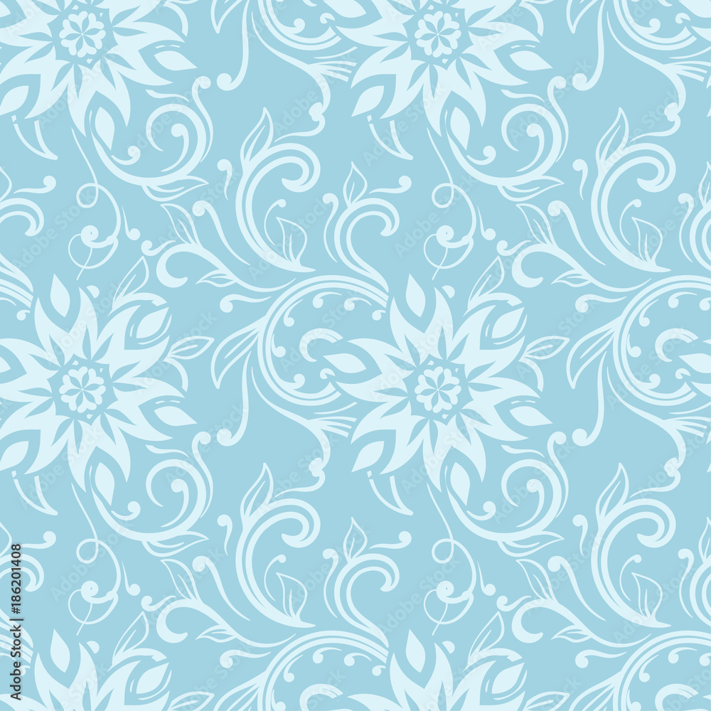 Floral ornaments. Blue seamless pattern Floral ornaments. Blue seamless pattern