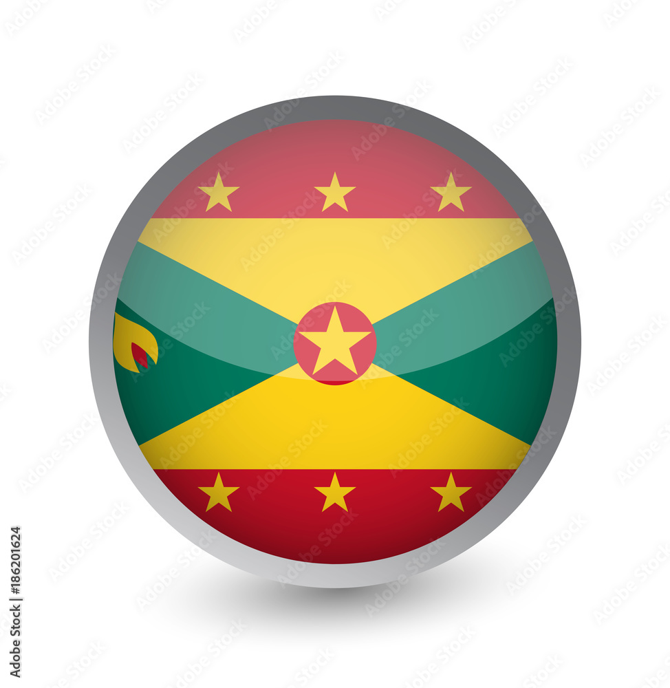 Fototapeta premium Grenada Flag Round Glossy Icon