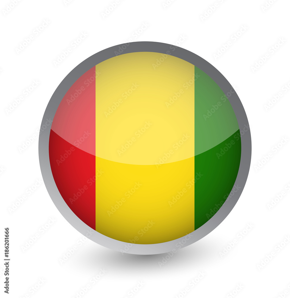 Guinea Flag Round Glossy Icon Guinea Flag Round Glossy Icon