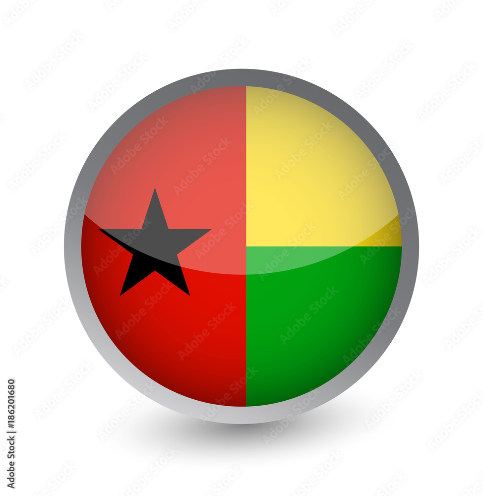 Guinea-Bissau Flag Round Glossy Icon Guinea-Bissau Flag Round Glossy Icon