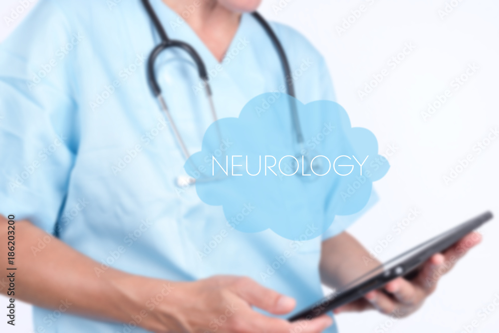 Arzt mit Schild Schlagwort Wolke Neurologie Arzt mit Schild Schlagwort Wolke Neurologie