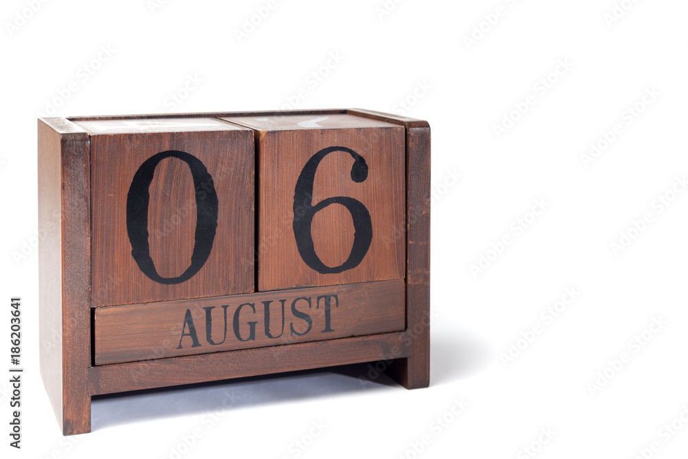 Wooden Perpetual Calendar set to August 6th Wooden Perpetual Calendar set to August 6th