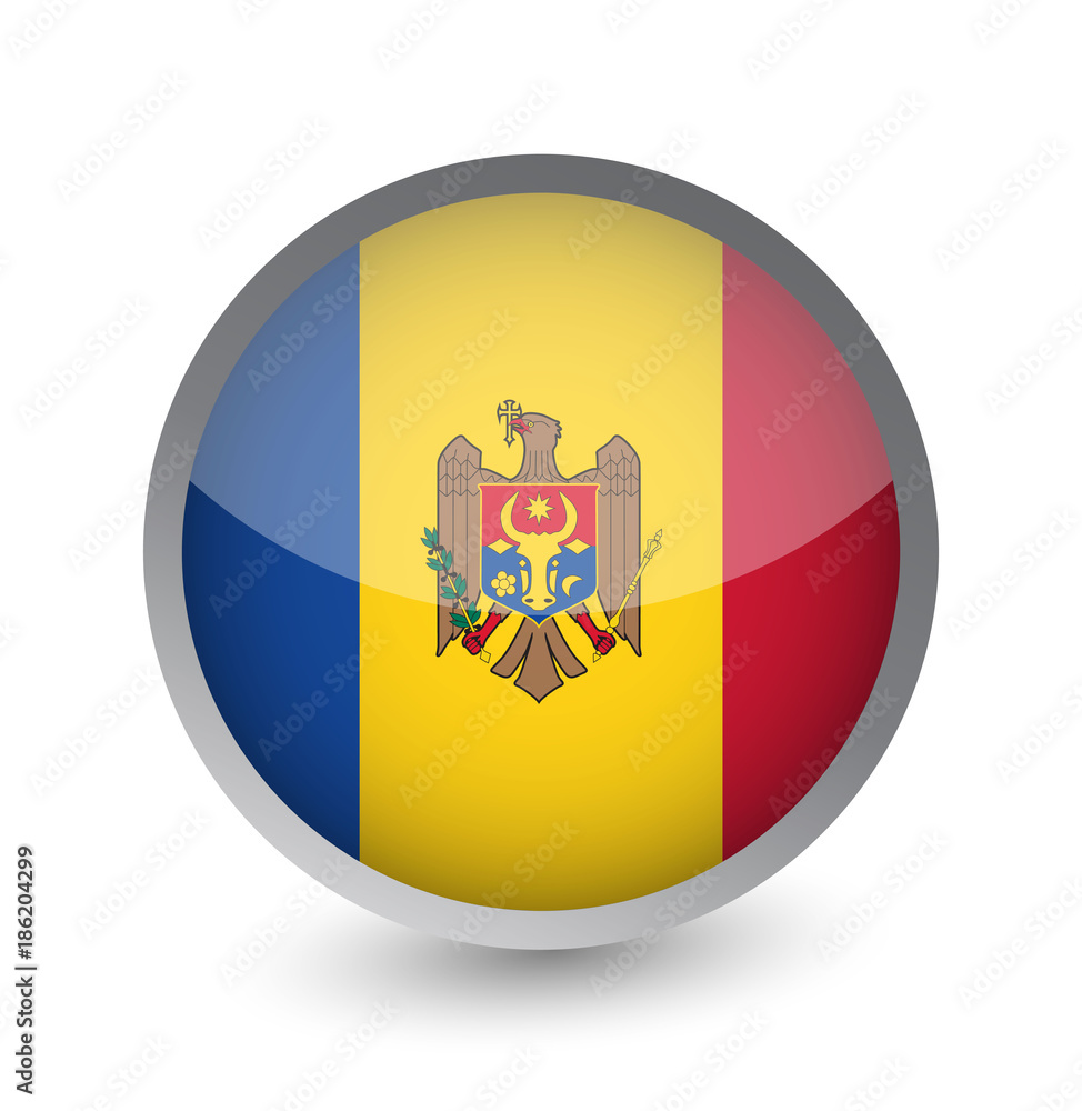 Moldova Flag Round Glossy Icon Moldova Flag Round Glossy Icon