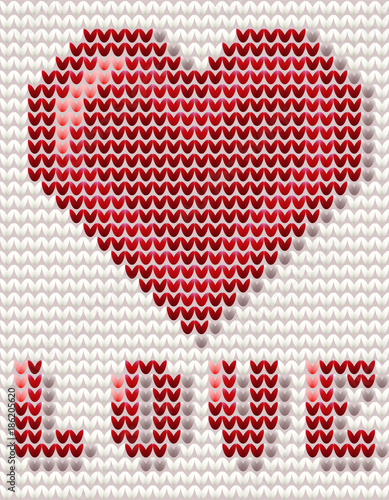 Happy Valentines day knitted card  vector illustration