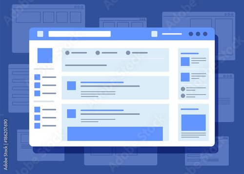 Social network website wireframe interface template