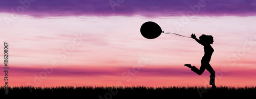 Frau mit Luftballon - Silhouette