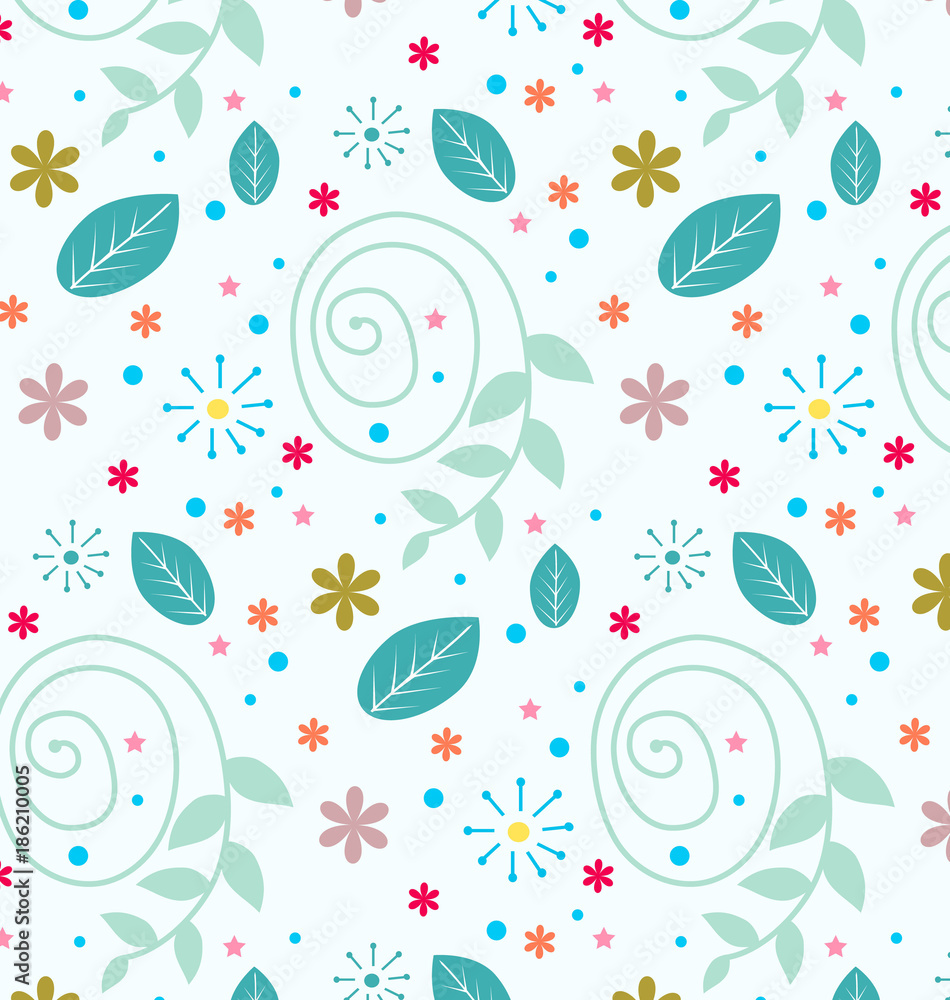Blue pattern with floral decorations.