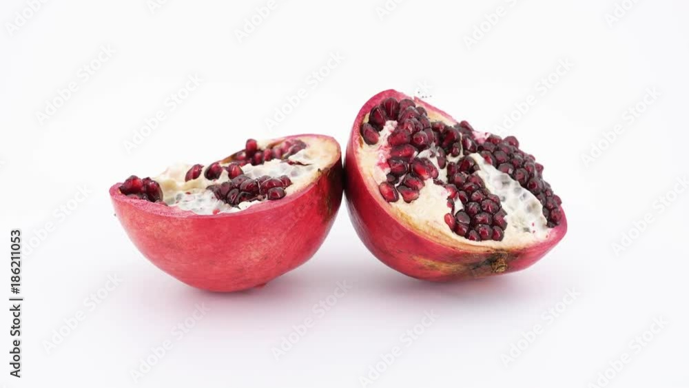 Rotating romegranate fruit isolated on white background, 4K Rotating romegranate fruit isolated on white background, 4K