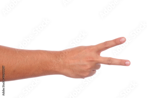 hand showing peace sign or victory sign.